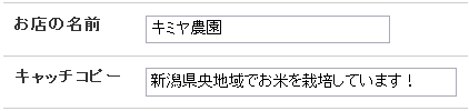 お店の名前とキャッチコピー設定イメージ