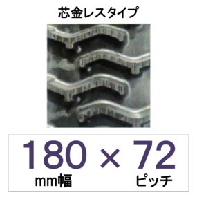 180幅72ピッチ KBL運搬車・作業車用ゴムクローラー(芯金レス)